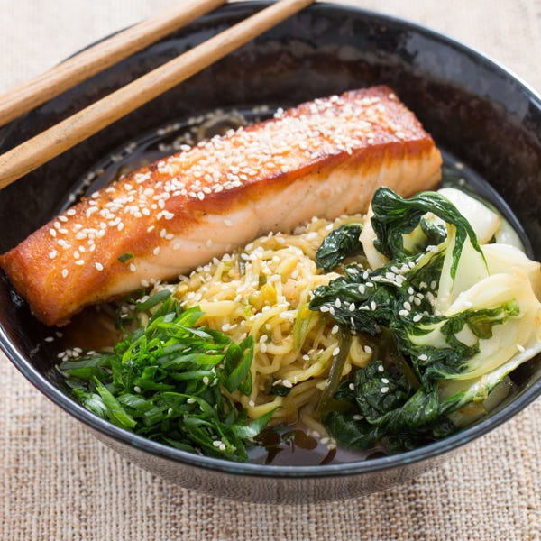 Recipe PanRoasted Salmon with Spicy Miso Broth & Wakame Blue Apron