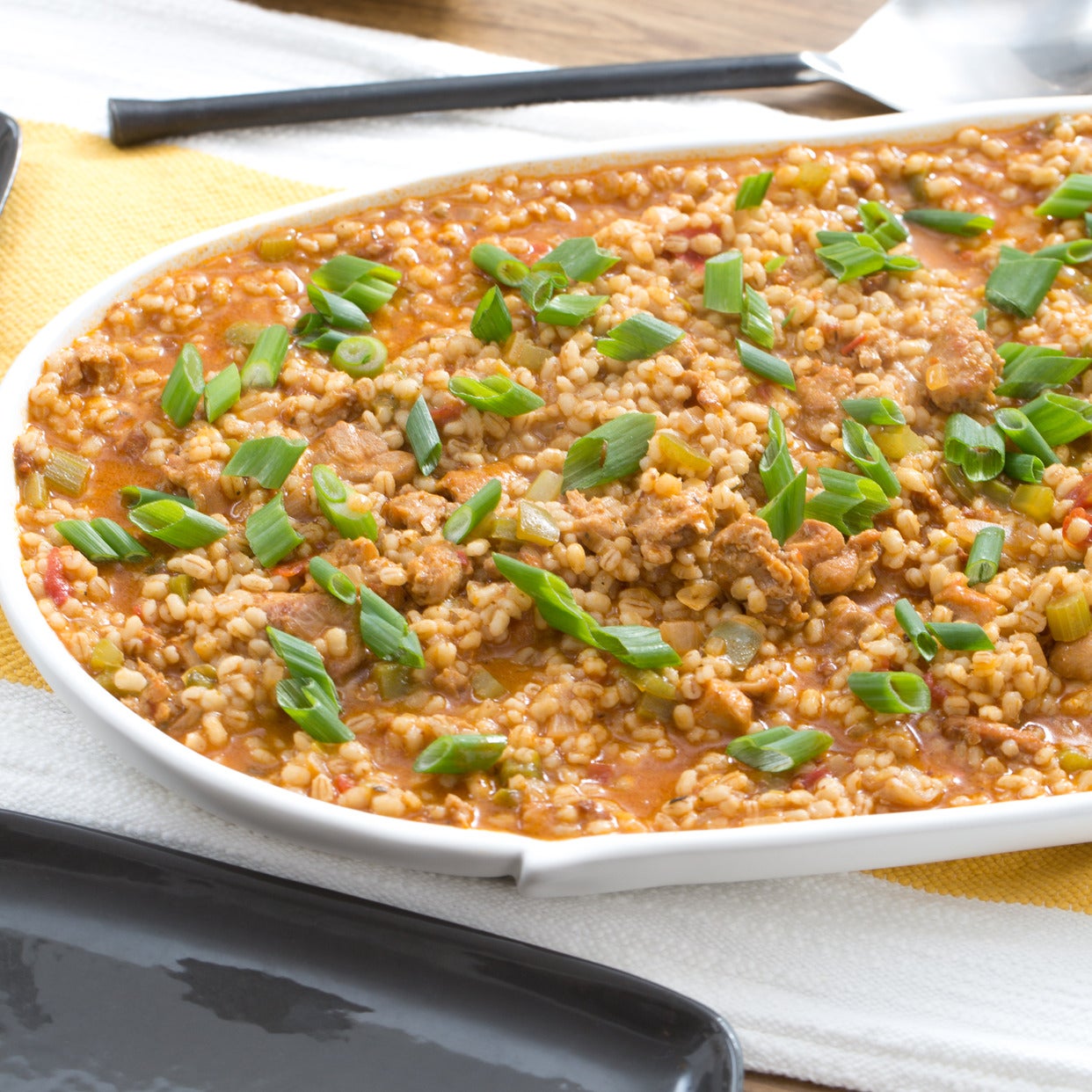 Recipe Andouille Sausage & Chicken Jambalaya with Barley & Bell Pepper