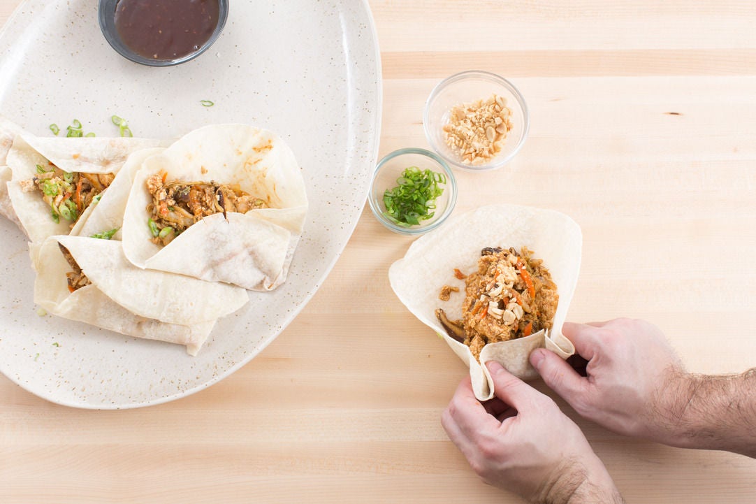 Recipe Moo Shu Vegetables with Chinese Long Beans & Plum Sauce Blue