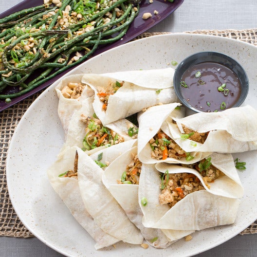 Recipe Moo Shu Vegetables with Chinese Long Beans & Plum Sauce Blue