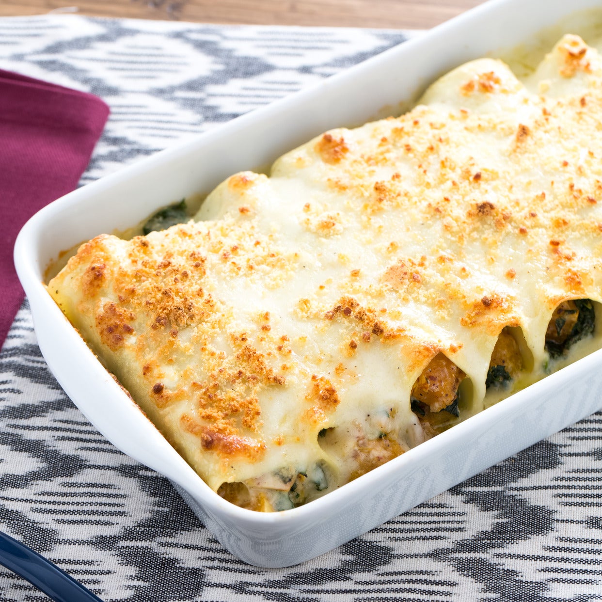 Recipe: Three-Cheese Cannelloni with Butternut Squash &amp; Kale - Blue Apron