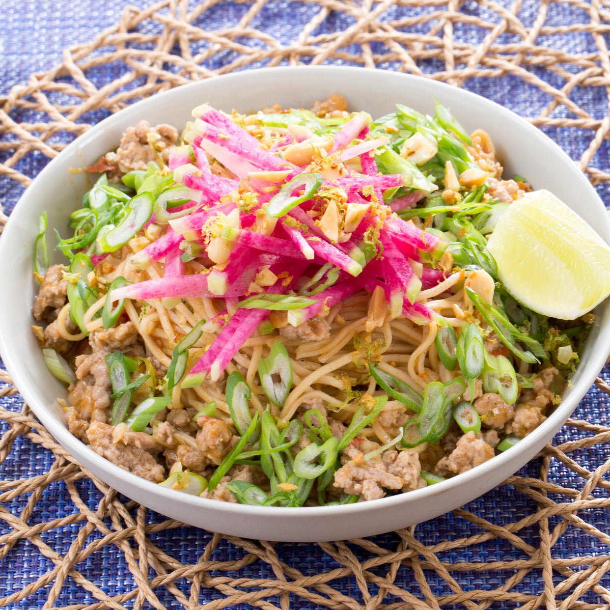 Recipe Pork Dan Dan Noodles with Watermelon Radish & GarlicLime