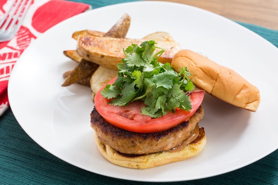 Thai Chicken Burgers with Hoisin Mayo & Roasted Potato Wedges-image