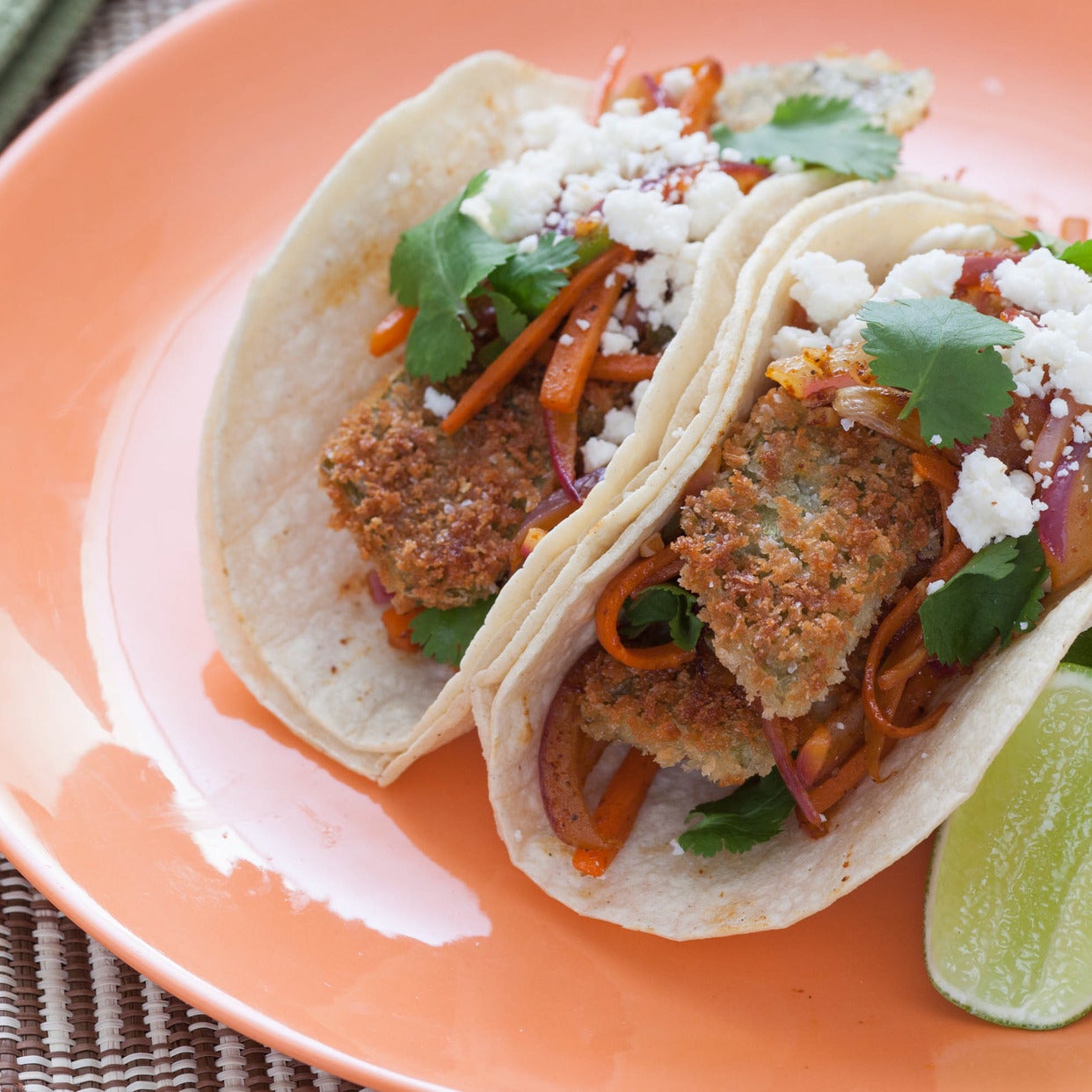 Recipe Nopales Tempura Tacos with Chipotle Vegetables & Cotija Cheese