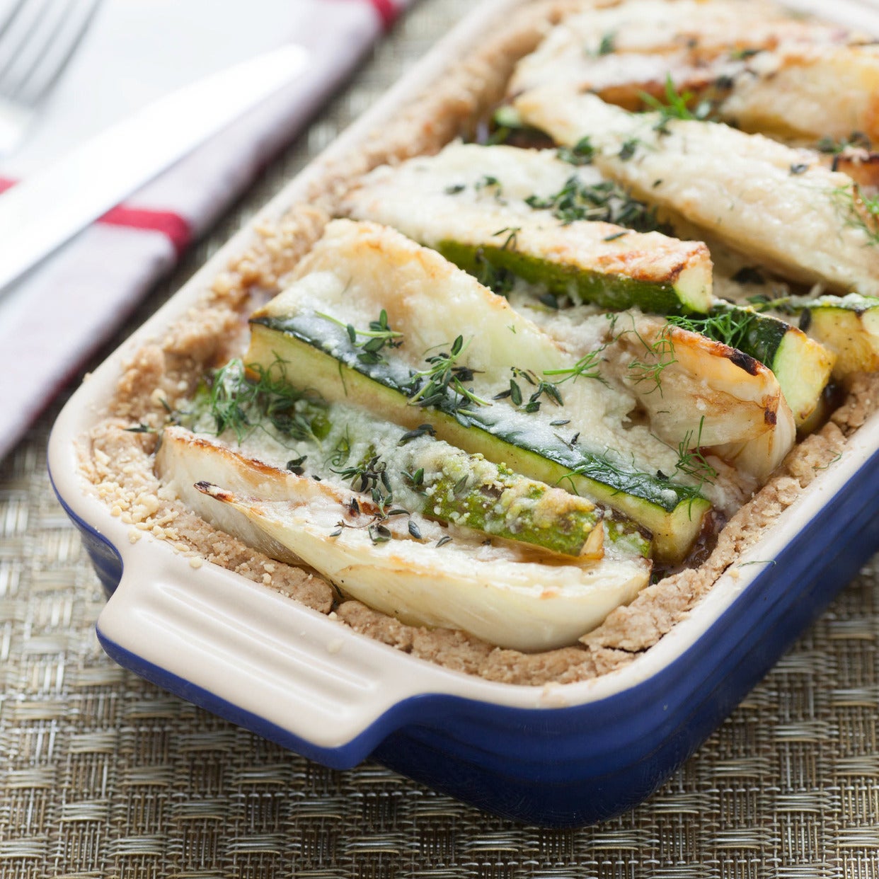 Recipe Caramelized Fennel & Zucchini Tart with Homemade Tomato Jam & Olive Oil Crust Blue Apron